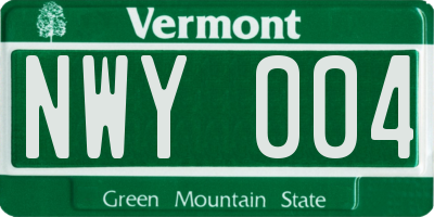 VT license plate NWY004