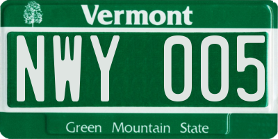 VT license plate NWY005