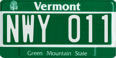 VT license plate NWY011