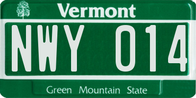 VT license plate NWY014