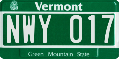 VT license plate NWY017