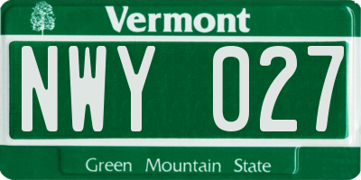 VT license plate NWY027
