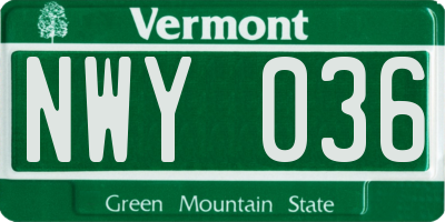 VT license plate NWY036