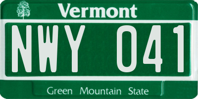 VT license plate NWY041