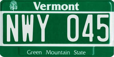 VT license plate NWY045