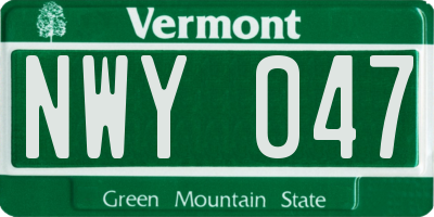 VT license plate NWY047