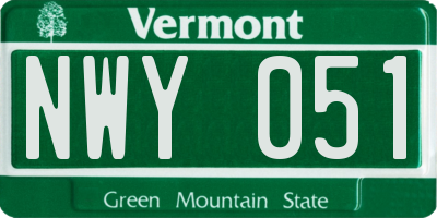 VT license plate NWY051