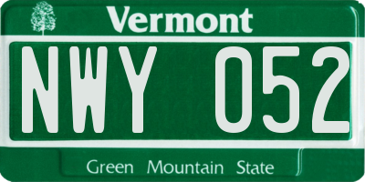 VT license plate NWY052
