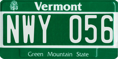 VT license plate NWY056