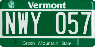VT license plate NWY057