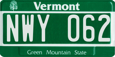 VT license plate NWY062