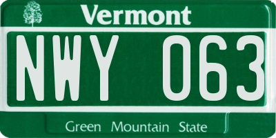 VT license plate NWY063