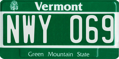 VT license plate NWY069