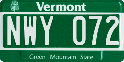 VT license plate NWY072