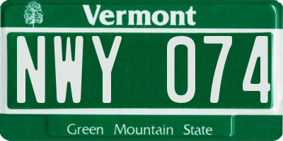 VT license plate NWY074