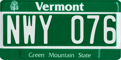 VT license plate NWY076