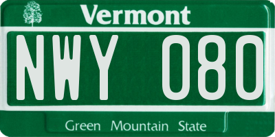 VT license plate NWY080