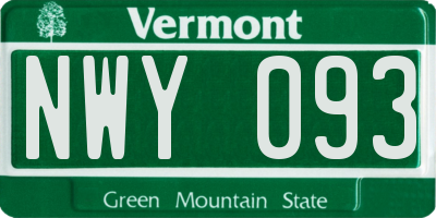 VT license plate NWY093