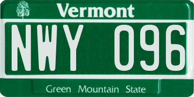 VT license plate NWY096