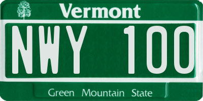 VT license plate NWY100