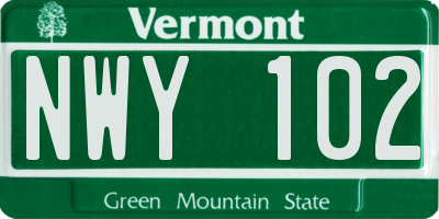 VT license plate NWY102