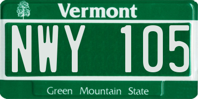 VT license plate NWY105