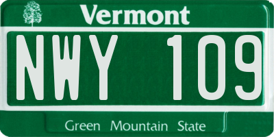VT license plate NWY109