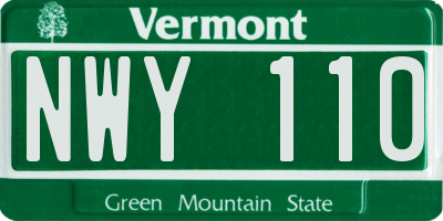 VT license plate NWY110