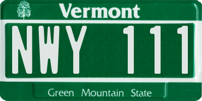 VT license plate NWY111
