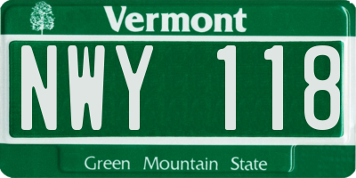 VT license plate NWY118