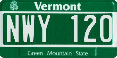 VT license plate NWY120
