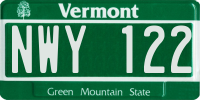 VT license plate NWY122