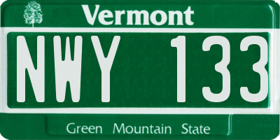 VT license plate NWY133