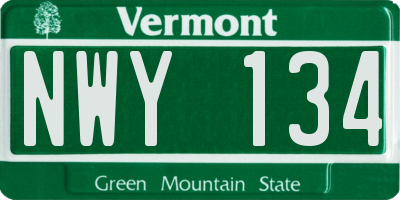 VT license plate NWY134