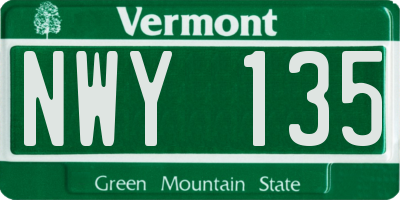 VT license plate NWY135