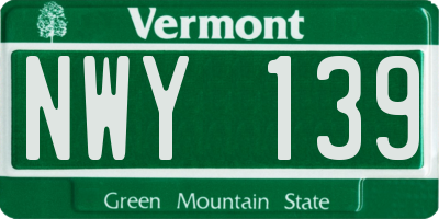 VT license plate NWY139