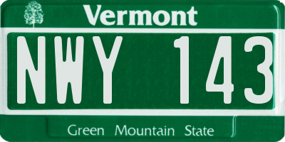 VT license plate NWY143