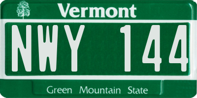 VT license plate NWY144