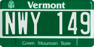 VT license plate NWY149