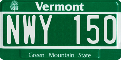 VT license plate NWY150