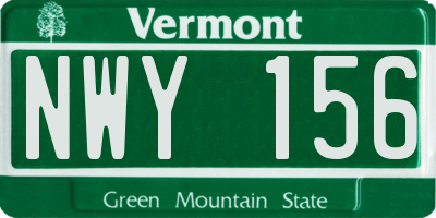 VT license plate NWY156