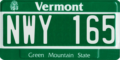 VT license plate NWY165