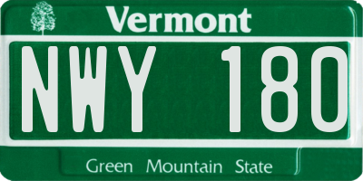VT license plate NWY180