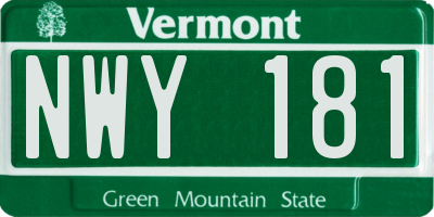 VT license plate NWY181