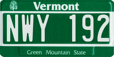 VT license plate NWY192