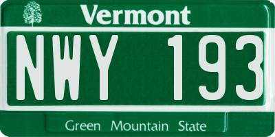VT license plate NWY193