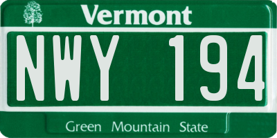 VT license plate NWY194