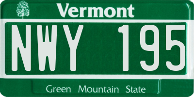 VT license plate NWY195