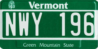 VT license plate NWY196