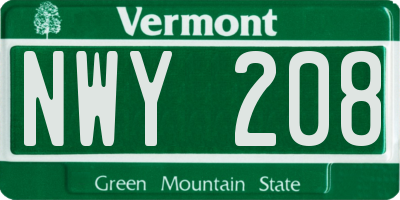 VT license plate NWY208